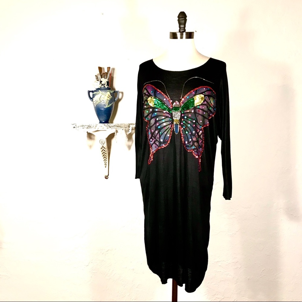 Vintage 70’s Butterfly Shift Dress - Soft Jersey